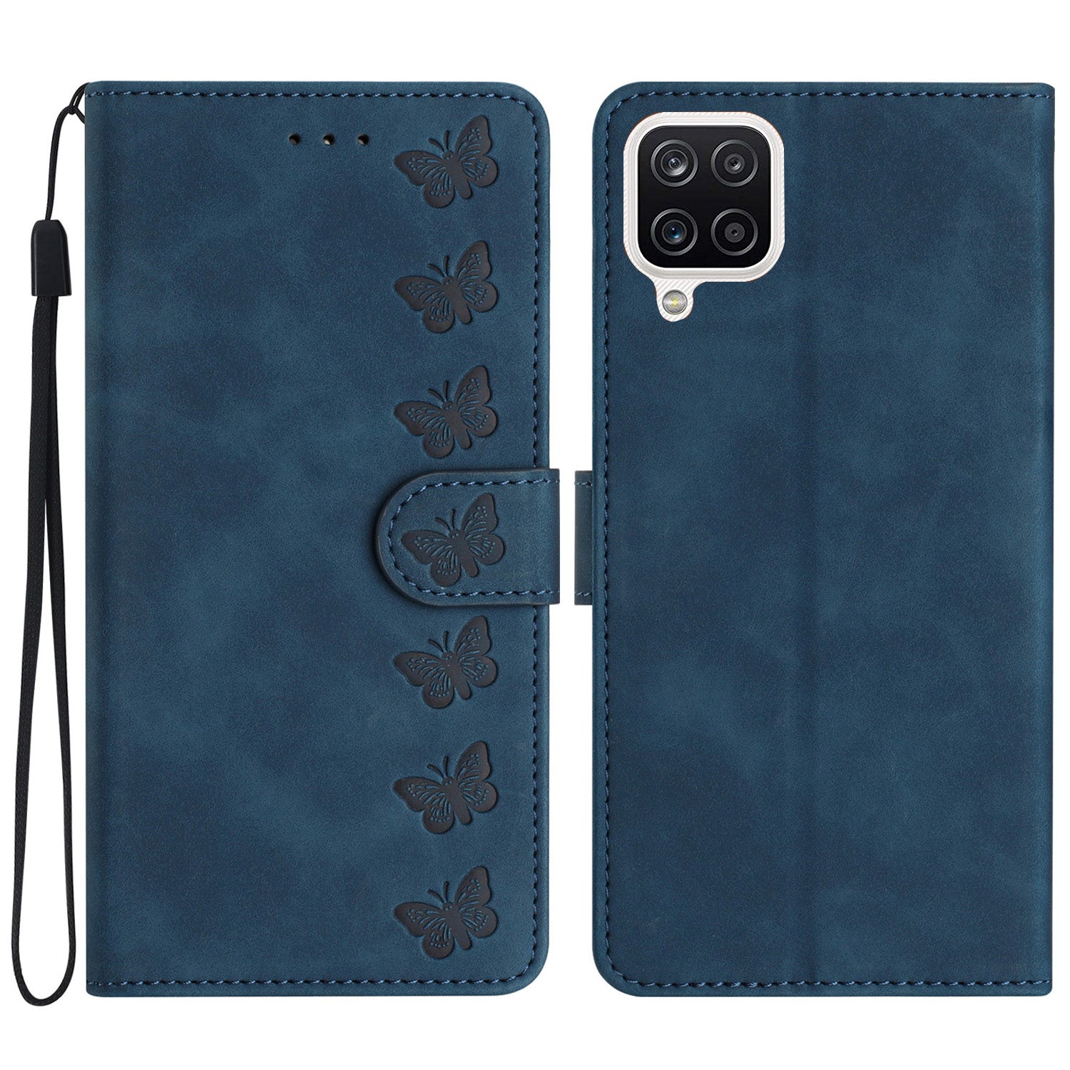 Leather Cover for Samsung Galaxy A22 4G (EU Version) Butterfly Imprinted Stand Wallet Drop-proof Case Leather Cover for Samsung Galaxy A22 4G (EU Version) Butterfly Imprinted Stand Wallet Drop-proof Case